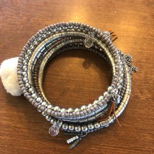 Silver beads & Tassels slinky like wrap Bracelet